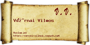 Várnai Vilmos névjegykártya